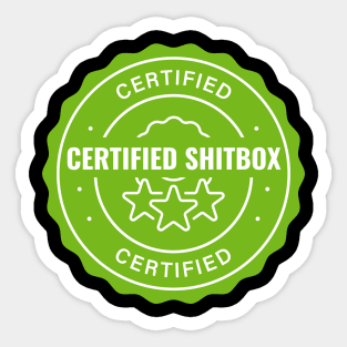 Certified Shitbox - Green Label With Stars And White Text Circle Design Sticker